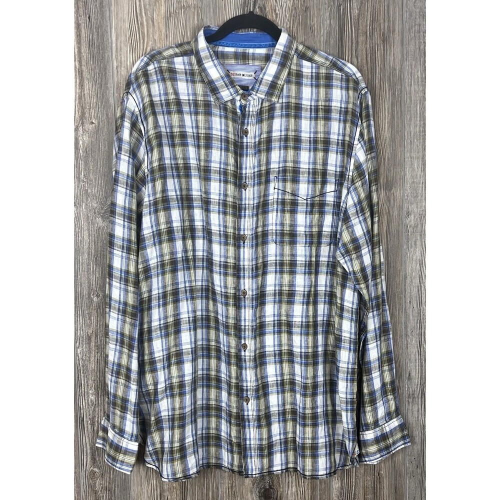32 Bar Blues Men's Linen‎ Plaid Shirt XL Going Out Summer Nights Casual Resort